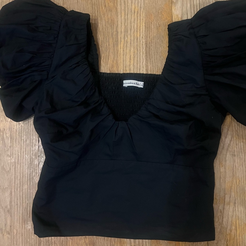 Abercrombie Women's Drama Puff Sleeve Poplin Top
